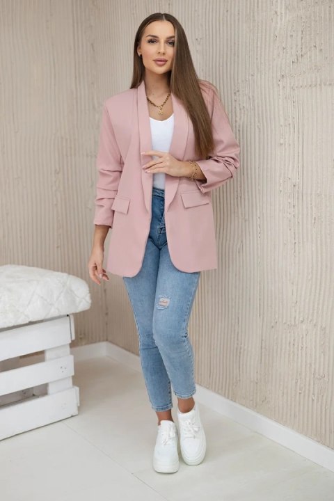 Marynarka z klapami elegancka pudrowy róż Marynarka z klapami elegancka pudrowy róż