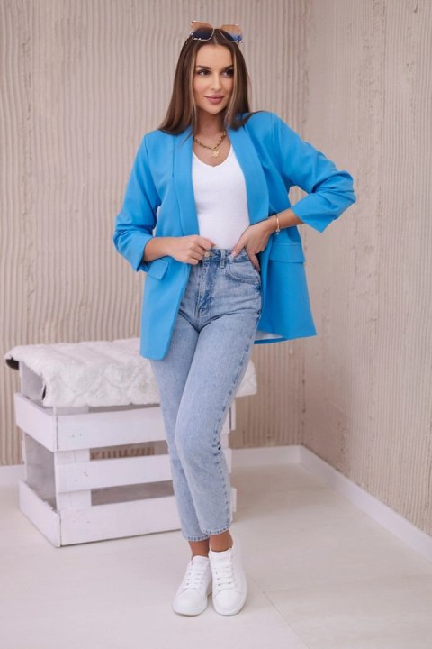 Marynarka z klapami elegancka turkusowy Marynarka z klapami elegancka turkusowy