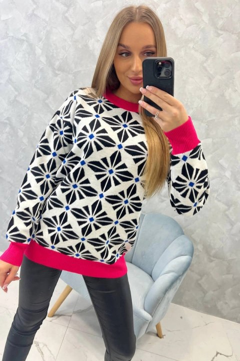 Sweter z geometrycznym motywem biały Sweter z geometrycznym motywem biały