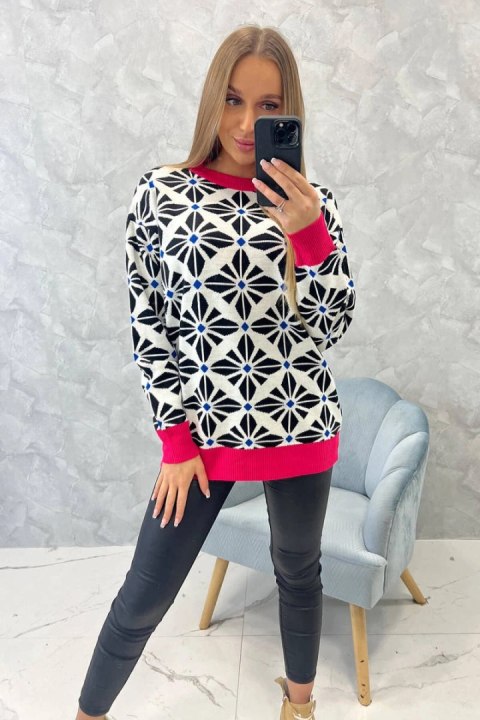 Sweter z geometrycznym motywem biały Sweter z geometrycznym motywem biały