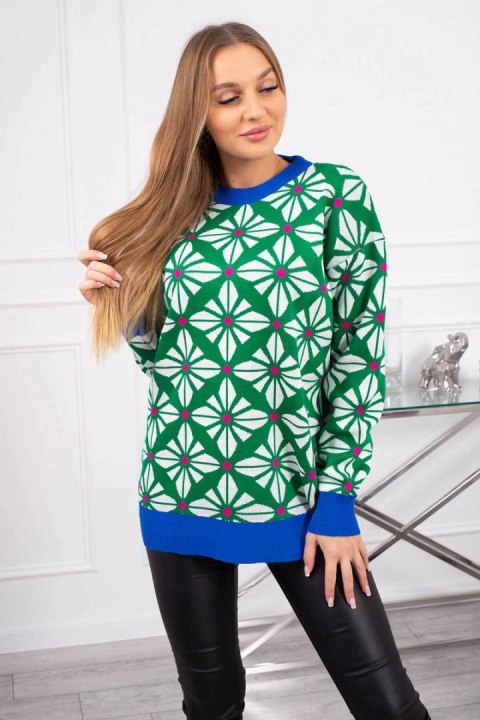 Sweter z geometrycznym motywem zielony Sweter z geometrycznym motywem zielony