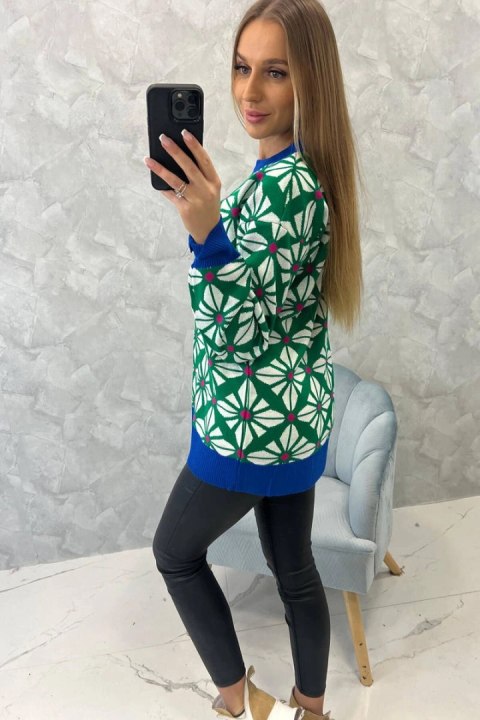 Sweter z geometrycznym motywem zielony Sweter z geometrycznym motywem zielony