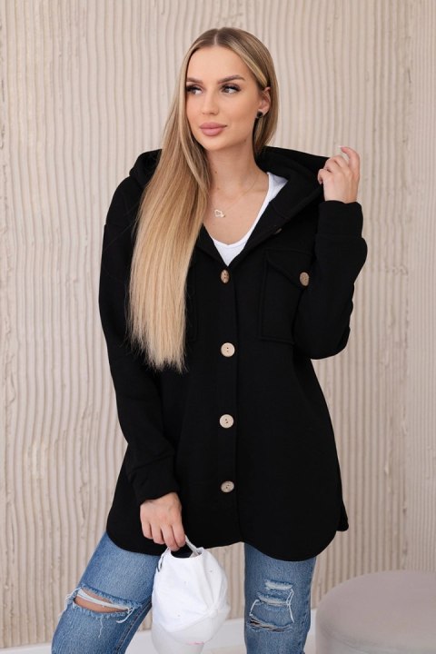 Bluza bawełniana ocieplana z ozdobnymi guzikami czarna Bluza bawełniana ocieplana z ozdobnymi guzikami czarna
