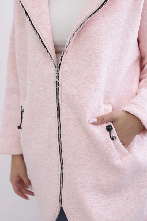 Bluza ocieplana długa pudrowy róż melanż Bluza ocieplana długa pudrowy róż melanż
