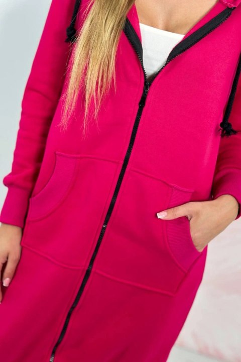 Bluza ocieplana długa z kapturem fuksja Bluza ocieplana długa z kapturem fuksja