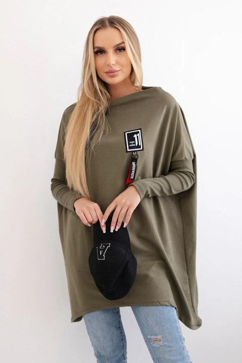 Bluza oversize z asymetrycznymi bokami khaki Bluza oversize z asymetrycznymi bokami khaki
