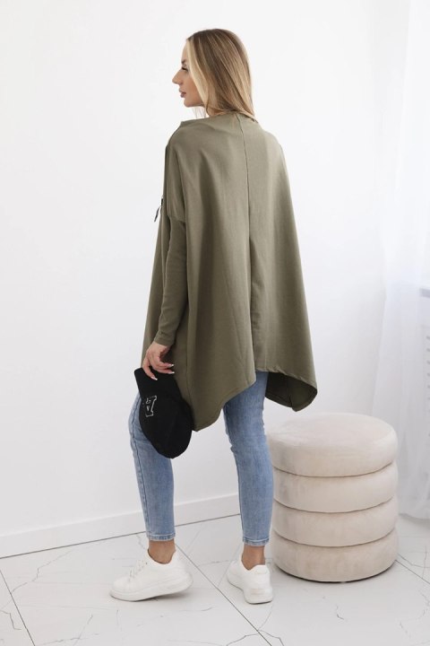 Bluza oversize z asymetrycznymi bokami khaki Bluza oversize z asymetrycznymi bokami khaki