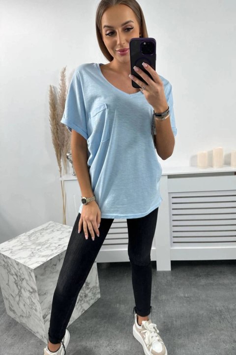 Bluzka bawełniana z kieszonką niebieska Bluzka bawełniana z kieszonką niebieska