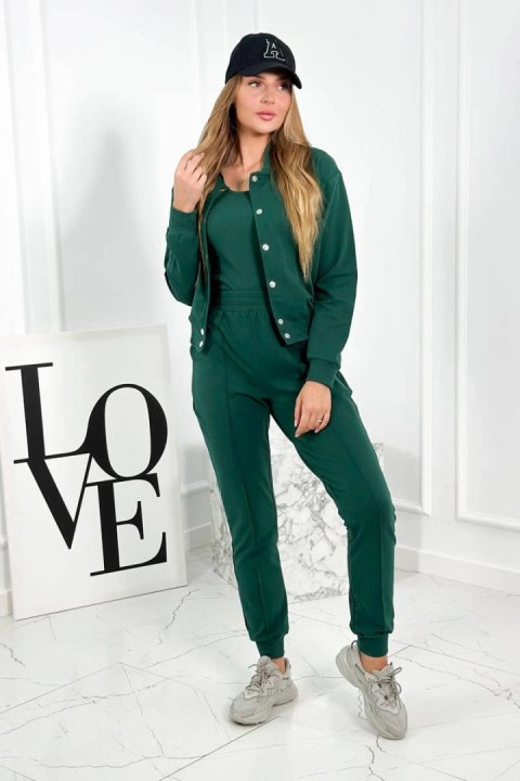 Komplet 3 w 1 bluza na napy + top + spodnie zielony Komplet 3 w 1 bluza na napy + top + spodnie zielony