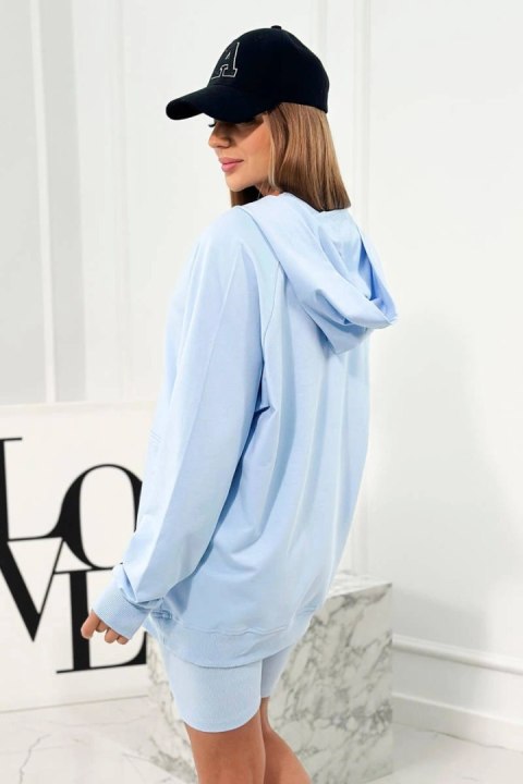 Komplet 3 w 1 bluza, top i krótkie legginsy błękitny Komplet 3 w 1 bluza, top i krótkie legginsy błękitny