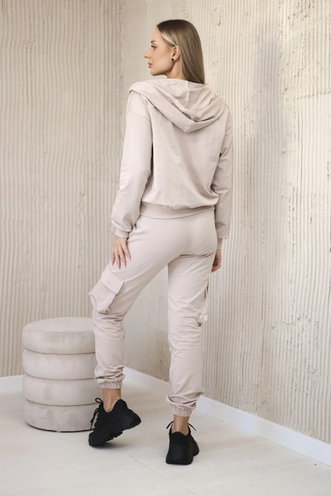 Komplet 3 w 1 bluza + top + spodnie jasny beżowy Komplet 3 w 1 bluza + top + spodnie jasny beżowy