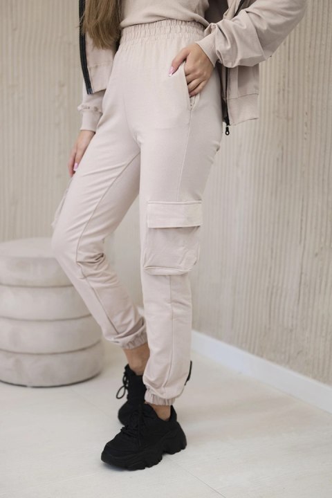 Komplet 3 w 1 bluza + top + spodnie jasny beżowy Komplet 3 w 1 bluza + top + spodnie jasny beżowy