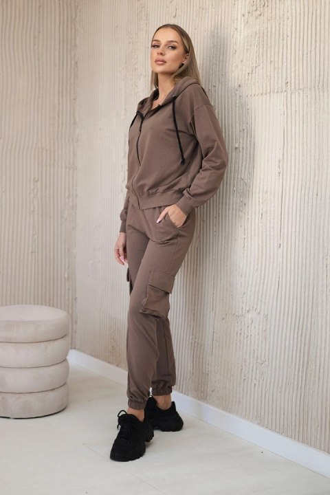 Komplet 3 w 1 bluza + top + spodnie mocca Komplet 3 w 1 bluza + top + spodnie mocca