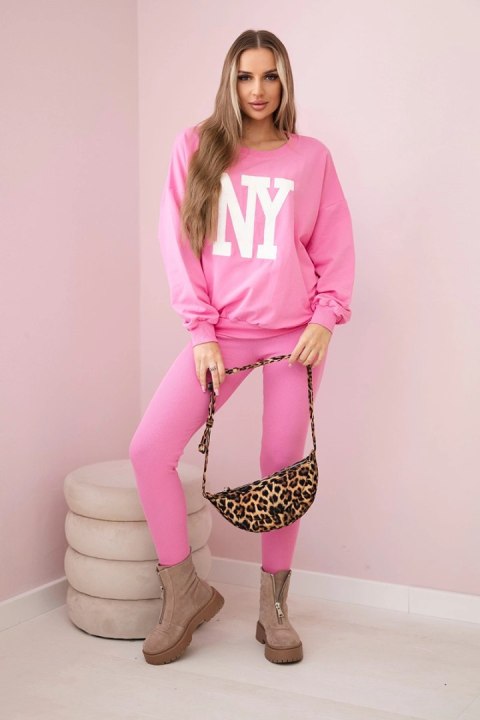 Komplet bawełniany bluza + legginsy różowy Komplet bawełniany bluza + legginsy różowy