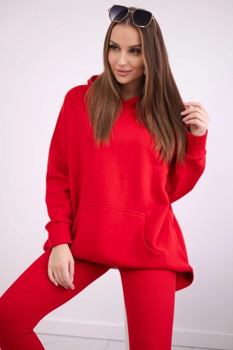 Komplet bawełniany bluza ocieplana + legginsy czerwony Komplet bawełniany bluza ocieplana + legginsy czerwony