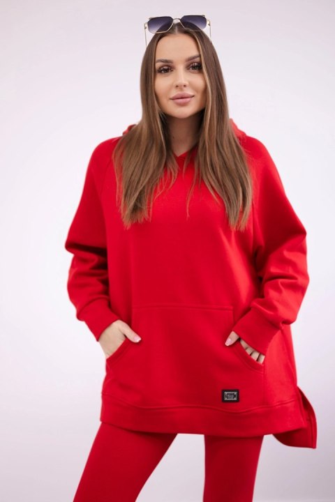 Komplet bawełniany bluza ocieplana + legginsy czerwony Komplet bawełniany bluza ocieplana + legginsy czerwony