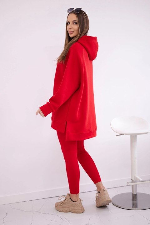 Komplet bawełniany bluza ocieplana + legginsy czerwony Komplet bawełniany bluza ocieplana + legginsy czerwony