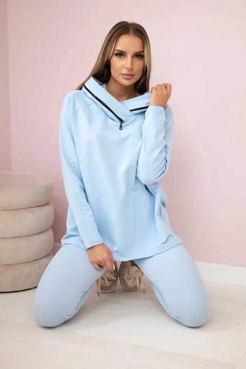 Komplet bawełniany bluza z kapturem + legginsy błękitny Komplet bawełniany bluza z kapturem + legginsy błękitny