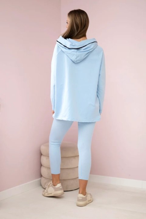 Komplet bawełniany bluza z kapturem + legginsy błękitny Komplet bawełniany bluza z kapturem + legginsy błękitny