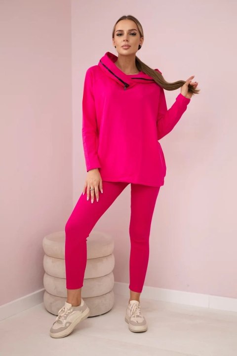 Komplet bawełniany bluza z kapturem + legginsy fuksja Komplet bawełniany bluza z kapturem + legginsy fuksja