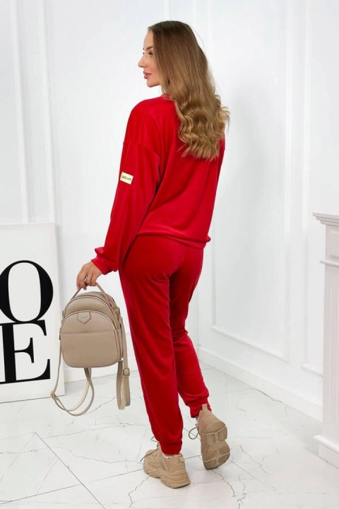 Komplet welurowy bluza + spodnie czerwony Komplet welurowy bluza + spodnie czerwony