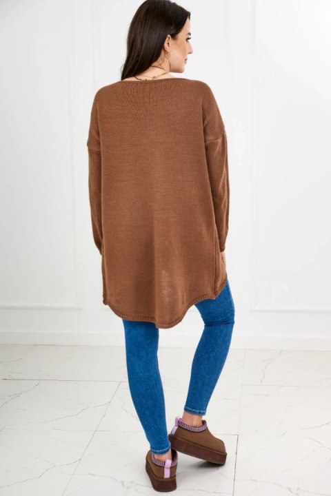 Sweter z naszyjnikiem brązowy Sweter z naszyjnikiem brązowy