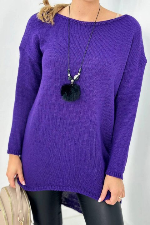 Sweter z naszyjnikiem ciemno fioletowy Sweter z naszyjnikiem ciemno fioletowy