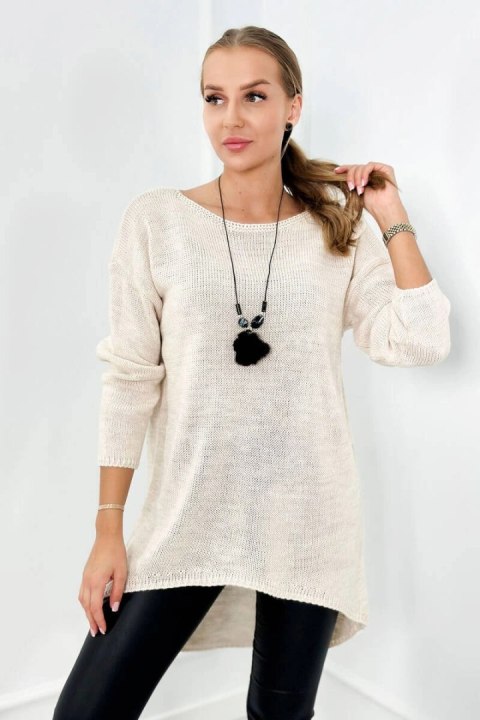Sweter z naszyjnikiem jasno beżowy Sweter z naszyjnikiem jasno beżowy