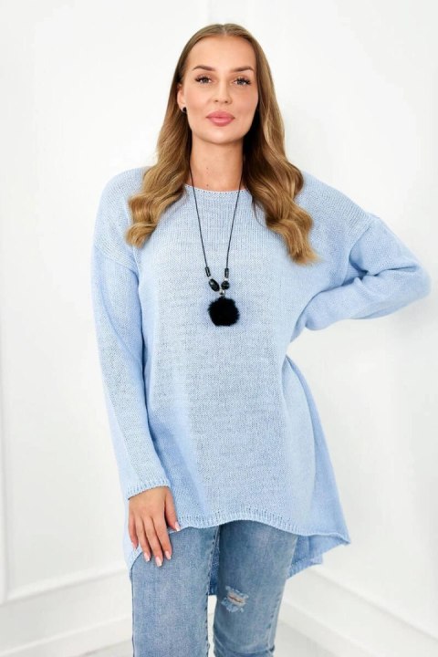 Sweter z naszyjnikiem niebieski Sweter z naszyjnikiem niebieski
