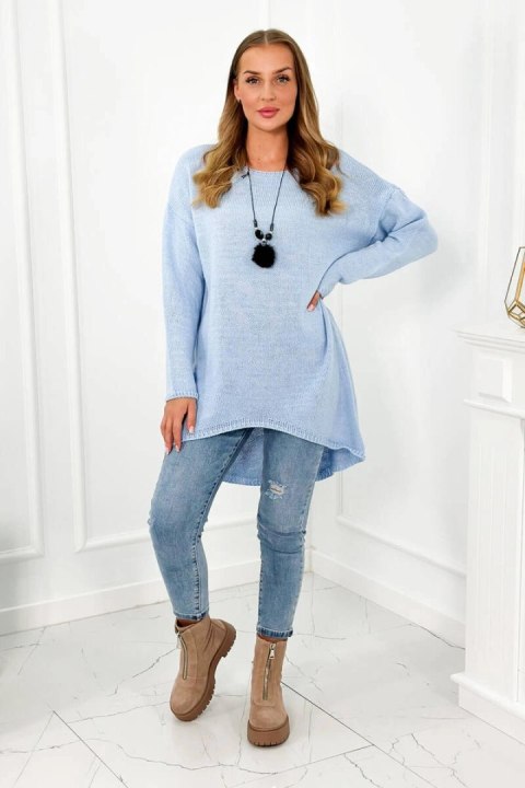 Sweter z naszyjnikiem niebieski Sweter z naszyjnikiem niebieski