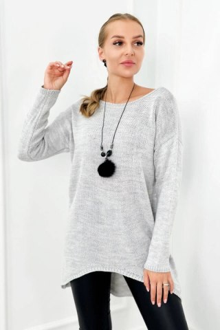 Sweter z naszyjnikiem szary