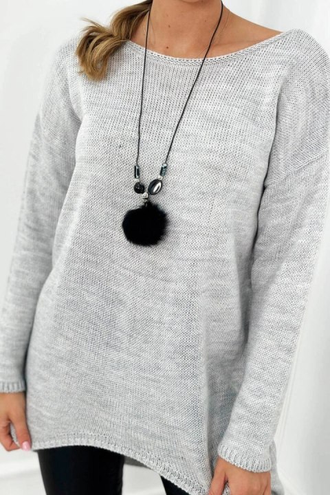 Sweter z naszyjnikiem szary Sweter z naszyjnikiem szary