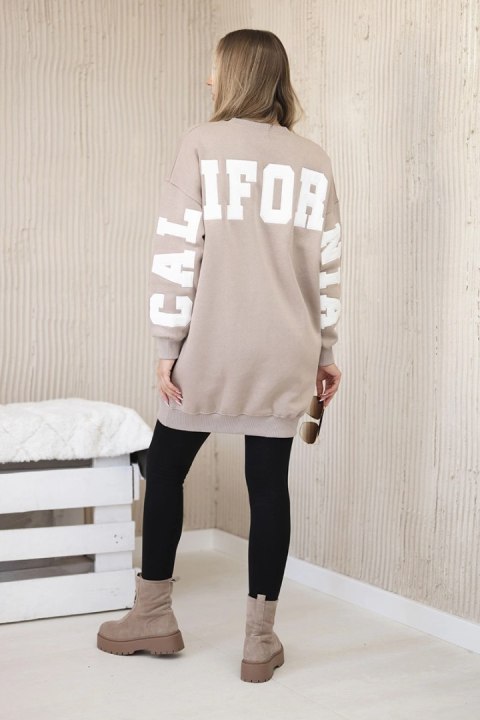 Bluza ocieplana z napisem California ciemno beżowa Bluza ocieplana z napisem California ciemno beżowa