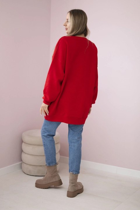 Bluza ocieplana z napisem Ciao Bella czerwona Bluza ocieplana z napisem Ciao Bella czerwona