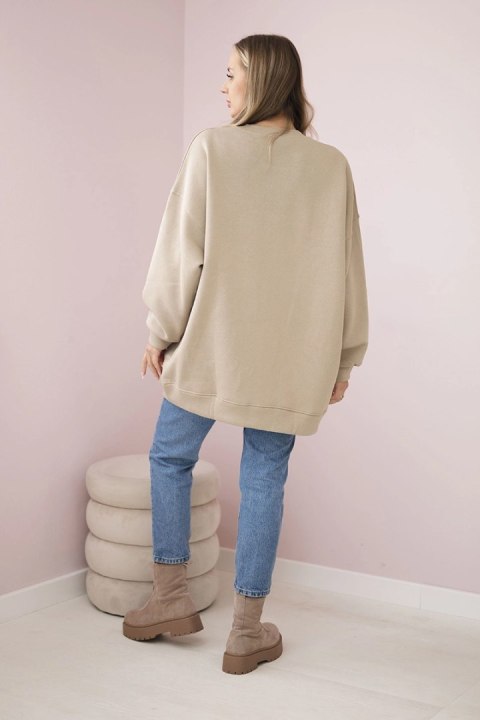Bluza ocieplana z napisem Ciao Bella jasno beżowa Bluza ocieplana z napisem Ciao Bella jasno beżowa