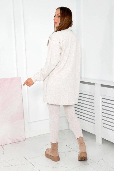 Komplet 3-częściowy bluza, top i legginsy beżowy melanż Komplet 3-częściowy bluza, top i legginsy beżowy melanż