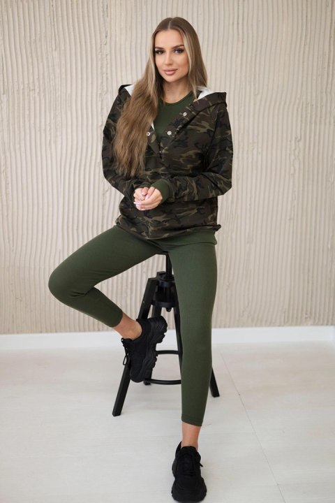 Komplet 3-częściowy moro bluza, top i legginsy brązowy + cappuccino Komplet 3-częściowy moro bluza, top i legginsy brązowy + cappuccino