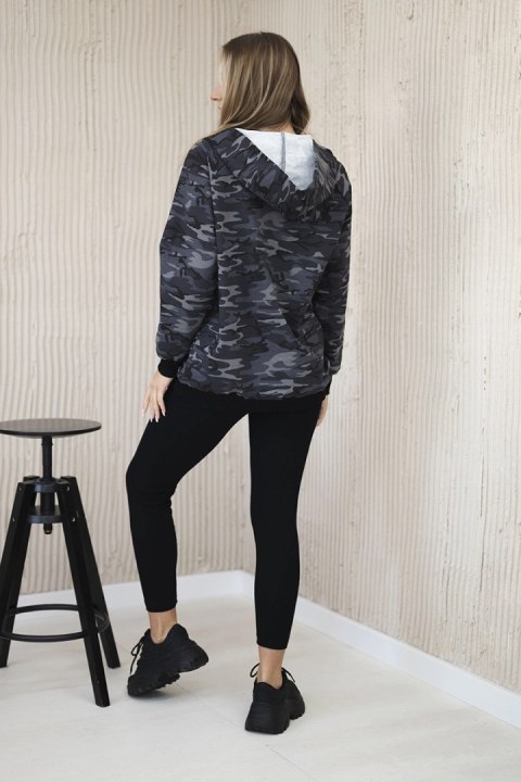 Komplet 3-częściowy moro bluza, top i legginsy czarny + grafitowy Komplet 3-częściowy moro bluza, top i legginsy czarny + grafitowy