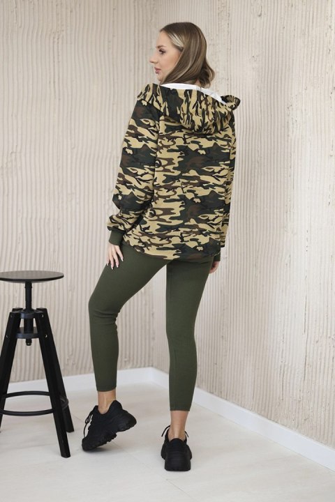 Komplet 3-częściowy moro bluza, top i legginsy khaki + beżowy Komplet 3-częściowy moro bluza, top i legginsy khaki + beżowy