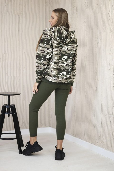 Komplet 3-częściowy moro bluza, top i legginsy khaki + ecru Komplet 3-częściowy moro bluza, top i legginsy khaki + ecru