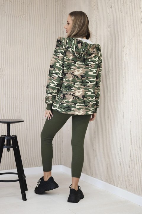 Komplet 3-częściowy moro bluza, top i legginsy khaki + zielony Komplet 3-częściowy moro bluza, top i legginsy khaki + zielony