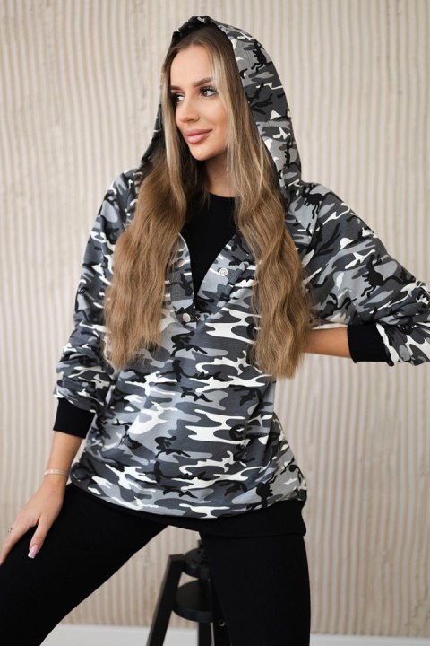 Komplet 3-częściowy moro bluza, top i legginsy szary + czarny Komplet 3-częściowy moro bluza, top i legginsy szary + czarny