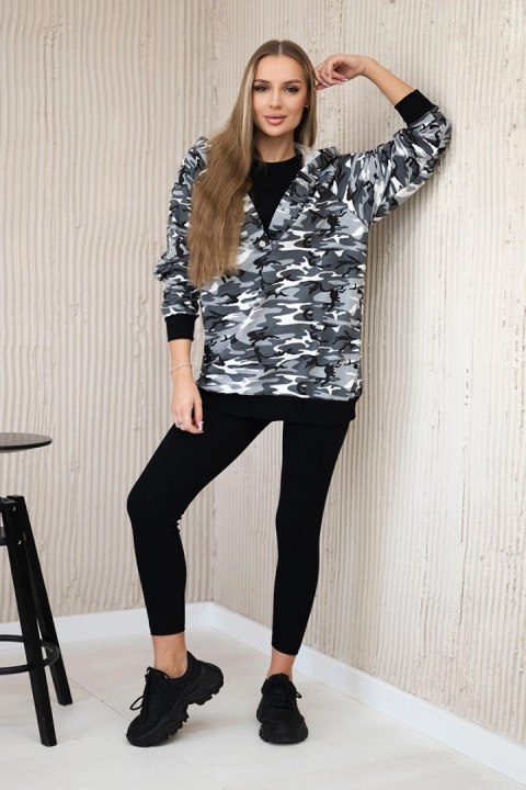 Komplet 3-częściowy moro bluza, top i legginsy szary + czarny Komplet 3-częściowy moro bluza, top i legginsy szary + czarny