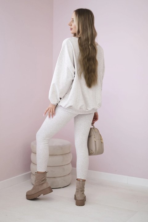 Komplet bawełniany bluza + legginsy beżowy melanż Komplet bawełniany bluza + legginsy beżowy melanż