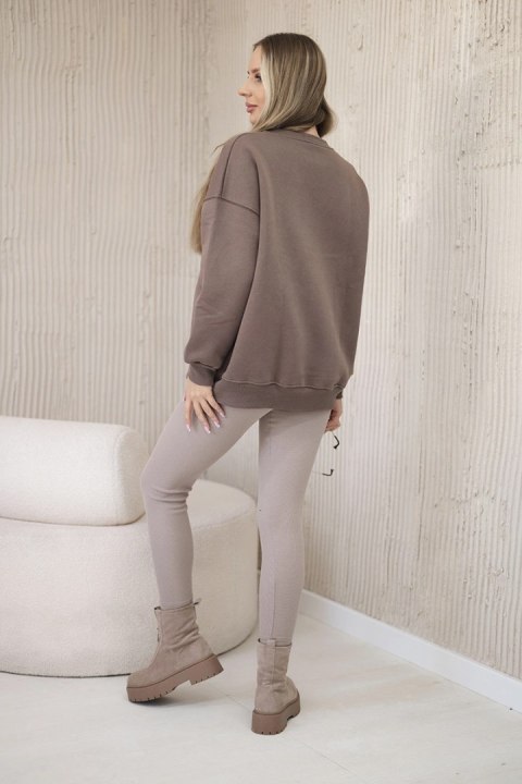 Komplet bawełniany bluza ocieplana + legginsy brązowy Komplet bawełniany bluza ocieplana + legginsy brązowy