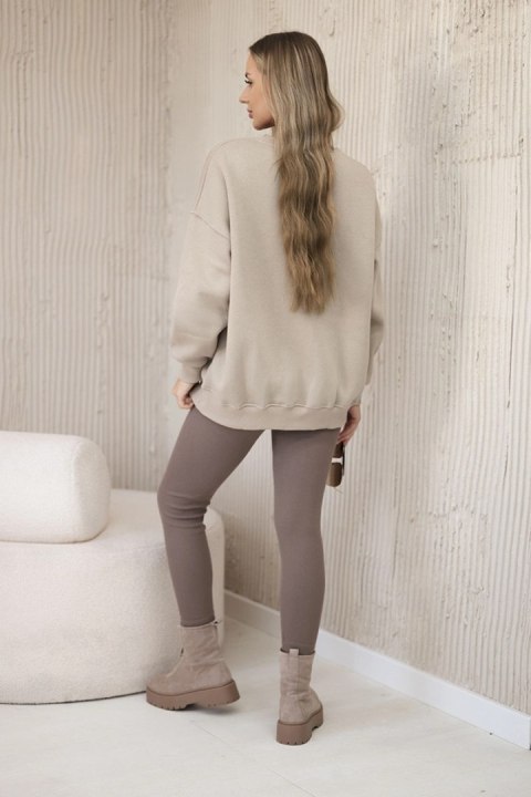 Komplet bawełniany bluza ocieplana + legginsy ciemny beżowy Komplet bawełniany bluza ocieplana + legginsy ciemny beżowy