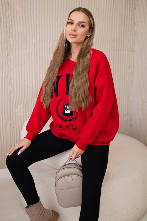 Komplet bawełniany bluza ocieplana + legginsy czerwony Komplet bawełniany bluza ocieplana + legginsy czerwony