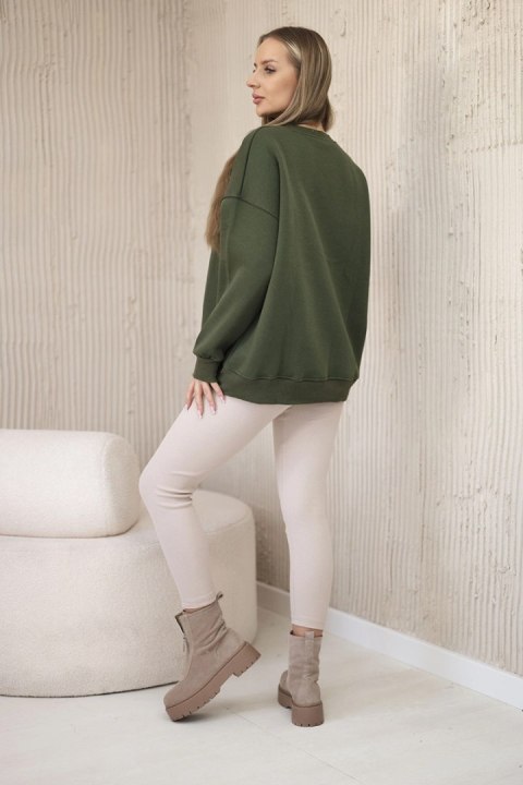 Komplet bawełniany bluza ocieplana + legginsy khaki Komplet bawełniany bluza ocieplana + legginsy khaki