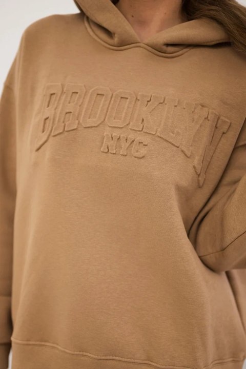 Komplet bawełniany ocieplany bluza + spodnie Brooklyn camelowy Komplet bawełniany ocieplany bluza + spodnie Brooklyn camelowy