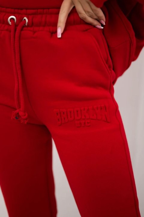 Komplet bawełniany ocieplany bluza + spodnie Brooklyn czerwony Komplet bawełniany ocieplany bluza + spodnie Brooklyn czerwony